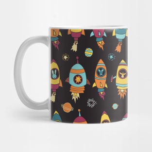 Animal astronauts in space on dark blue Mug